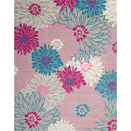 Palacedesigns 8 x 10 ft. Gray & Pink Tropical Flower Area Rug PA3656613